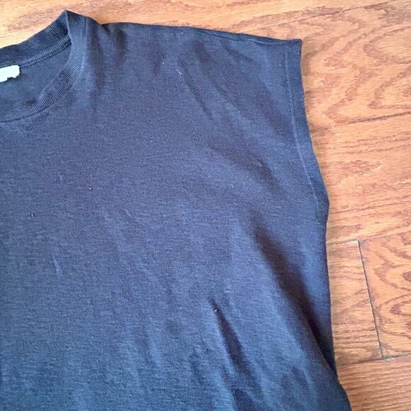 EILEEN FISHER Organic Cotton Crewneck Box Top Black Tee Size XL Cap Sleeve - Picture 11 of 14